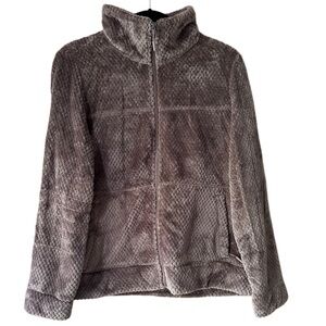 Free Country Brown Driftwood Fleece Medium Textured Zip Up Jacket w/ Collar